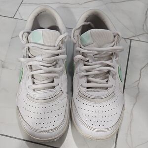 Nike Court White Sneakers with Mint Green Swoosh